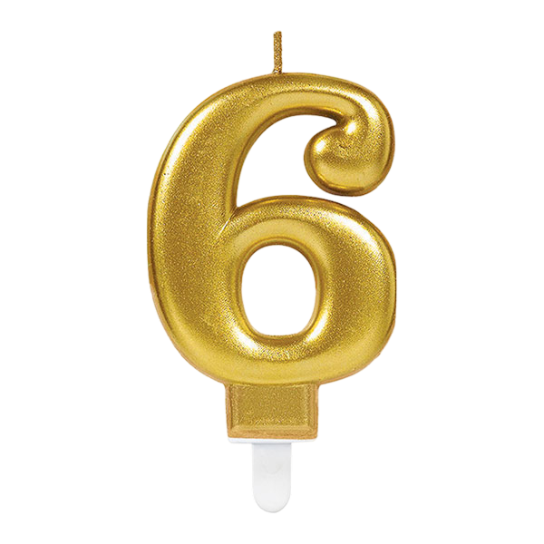 Candle Number 6  Gold